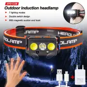 7 Modes USB Rechargeable LED COB Headlamp Head Light Torch Flashlight Headlight