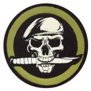 Rothco Military Skull & Knife Morale Patch - 3¼" Round Hook & Loop Patch