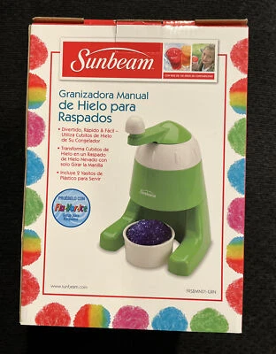 Sunbeam Manual Snow Cone Maker Flavored Ice w/ Serving Cup - Green New Sealed