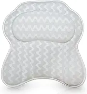 Bath Haven Luxurious Bath Pillow for Women & Men :: Ergonomic Bathtub Cushion for Neck, Head & Shoulders :: with Quiltedair Mesh for Breathable Comfort :: Includ Luxury Escape Gray Chevron