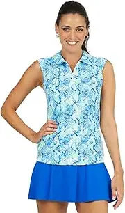 [IBKUL] Athleisure Wear Sun Protective UPF 50+ Icefil Cooling Cora Print Sleeveless Polo – 14548