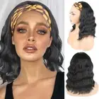 Wavy Headband Wig Heat Resistant Wig Ombre Curly Hair Wigs Half Headband Wig