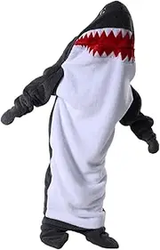 ZLHETWT Shark Blanket, Shark Blanket Hoodie, Shark Onesie Blanket, Comfortable Shark Blanket, Comfortable Shark Sleeping Bag Wearable Cute Shark Blanket for Adults Kids Home Camping (Dark Gray-190cm)