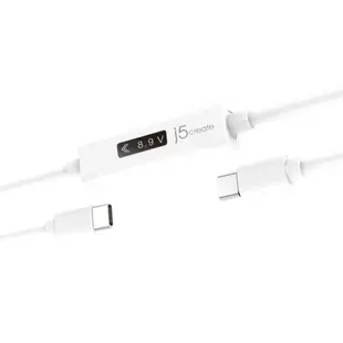 j5create USB-C to USB-C 2.0充電傳輸線內嵌OLED動態螢幕顯示1.2米-JUCP14