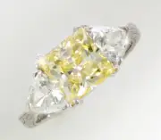 2.5 ct Canary Princess Filligree Ring Top CZ Moissanite Simulant SS Size 4.5