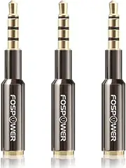 Audio Jack Adapter (3 Pack), FosPower 3.5mm Male to Female Stereo AUX Headphone Adapter [4-Conductor TRRS, Gold Plated Plug] for iPhone, Smartphones, Tablets, Speakers, Microphone & Card Readers