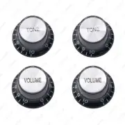 4 Pcs 60s Guitar Reflector Knobs Black/Silver Top Hat Knobs For LP Epiphone SG