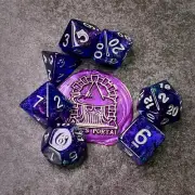 Sage's Shards - Purp/Blue/Grn Glitter Polyhedral Dice Set Games Dungeons Dragons