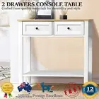 Console Table Hallway Entry 2 Drawers Hall Side Display Shelf Desk Wooden White
