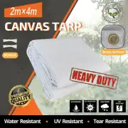 200X400cm Waterprood Tarpaulin Tarp Camping Tarps Heavy Duty White Canvas Cover