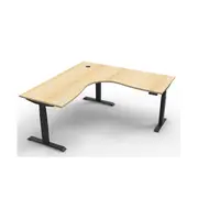 1500Mm Corner Workstation Natural Oak And Black