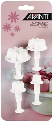 Daisy Fondant Plunger Cutter 4-Pieces Set, White
