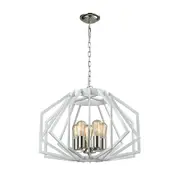 GAMBA Pendant Lamp Light Interior ES X 5 White Wide Angular Cage OD600mm