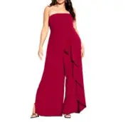 City Chic Attract Strapless Jumpsuit In Currant SZ 18 NWT