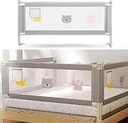 Fiqops Bed Rail, Fall Protection, 180 cm, Height Adjustable 70-98 cm, Bed Safety Gate, Children's Bed Safety Gate for Children and Parents' Beds, Sturdy, Grey