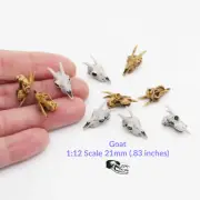 Miniature Goat Skull - 1:12 Scale Dollhouse and Diorama, art supplies (5 skulls)