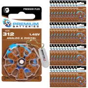 Premium Batteries Size 312 Hearing Aid (240 Batteries) + Battery Holder