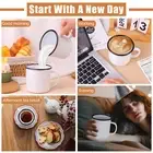 Homikit White Enamel Coffee Mug Set Of 4, Drinking Tea Cups Mugs Ideal For Home/