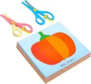 Amagogo Kids Scissors Crafts, Scissors Skills Activity Book Crafts Paper Cutting Art for Greeting Card, Festival DIY Scrapbook, Fruits Vegetables