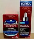 L'Oreal Revitalift, 1.7oz Night Cream And Serum with Pure Retinol 1oz (Lot Of 2)