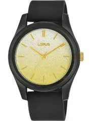 Lorus Lady RG269TX9 Gold Dial Black Rubber Womens Watch
