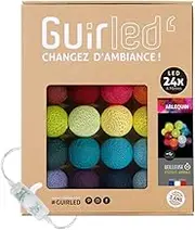 GuirLED - LED - Fairy Lights with Cotton Balls with USB - Night Light for Babies 2 Hours - Power Adapter with 2A USB 2A Included - 3 Intensities - 24 Balls 2.4m - Harlequin