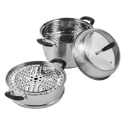 Steamer Pot, 28cm Steamer Pot for Cooking with 8.5QT Stock Pot, Vegetable Steamer & 2 Steaming Grid, 3-Layer Food-Grade 304 Stainless Steel Food Steamer Cookware with Lid for Gas Electric