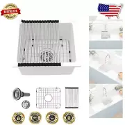 Elegant White Granite Composite Kitchen Sink - 18x16 Undermount Single Bowl