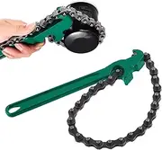 [Keadic] 1Pc 9 Inches Heavy-Duty Ratcheting Chain Wrench, Adjustable Oil Filter Chain Wrench Pliers, Multi-Purpose Pipe Fittings Spanner Fit Max 5 Inch Diameter for Truck & Car