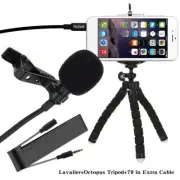Lapel Microphone Clip On Omnidirectional Condenser Mic with Aluminum Tripod