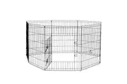 4Paws 8 Panel Playpen Puppy Exercise Fence Cage Enclosure Pets Black All Sizes - 36" - Black