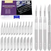 Swpeet 45Pcs 4 Styles #10#11#15#22 Scalpel Blades Surgical Grade Blades with #3#4 Scalpel Knife Handle Assortment Kit,Biology Lab Knives for Biology Lab Anatomy, Practicing Cutting,Sculpting