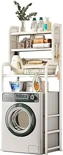 SPXMQSS Washing Machine Storage Unit, Over Toilet Storage Scalable Rack, Freestanding Bathroom Space Saver with Adjustable Shelves Over The Toilet Cabinet, 81x35x185cm A