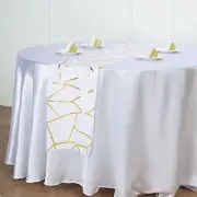 WHITE GOLD 12"x108" Geometric Polyester Table Runner Party Wedding Decorations