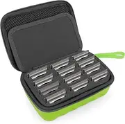 CASEMATIX Green Clipper Blade Holder for 12 Blades - Protective Clipper Blade Storage Case with Barber Blade Holder Foam and Hard Shell Impact-Resistant Outer, Case Only