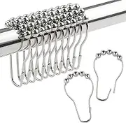 Ansxiy Shower Curtain Hooks Rings, Rustproof Metal Shower Curtain Rings for Bathroom Shower Rods Curtains - Set of 12, Nickel
