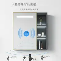 在飛比找樂天市場購物網優惠-免運 衛生間太空鋁人體感應智能浴室鏡柜帶燈單獨掛墻式廁所鏡箱
