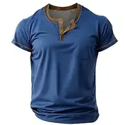 Men's T Shirt Henley Shirt Tee Short Sleeve Tribal Solid Designer Basic Bohemian Color Block Print Button-Down Henley Outdoor Casual Daily Summer Fall All Seas