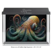 Orange Green Octopus Polyester Fish Tank Glass Backdrop Aquarium Background