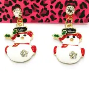 Betsey Johnson Enamel white and red snowmanChristmas Stud Earrings with gift bag