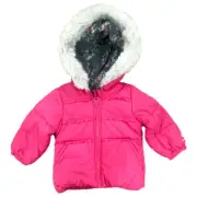 London Fog Infant Girls Pink Puffy Ruffle Snow Coat Baby Ski Jacket 24m