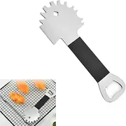 Roczential BBQ Grill Grate Scraper, Bristle-Free Metal & Griddle Scraper, Built in Bottle Opener, Portable WideScrubber Fits Grill, Griddle, Smoke Oven Grate Compact