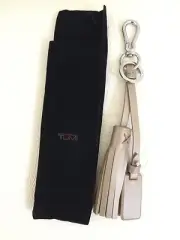 TUMI NOHO Tassel Key Fob Ring Chain Gold Metallic with Black Pouch Authentic NEW