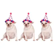 3x Rubies Paw Print Girl Pet Birthday Hat Dog/Pet Fancy Dress Costume Size M-L
