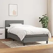 Bed Furniture Box Spring Bed with Mattress Dark Grey 100x200 cm Fabric