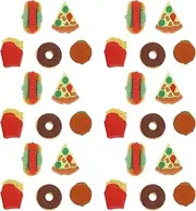 SHOWERORO 50pcs Fast Food Erasers for Kids Cute Hamburger Hot Dog French Fries Fake Food Playset Fun Pencil Erasers for Students Back to School Supplies
