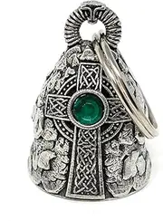 Bravo Bells Celtic Cross Diamond Bell - Biker Bell Accessory or Key Chain for Good Luck on The Road, Silver