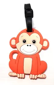 Orange & Tan Monkey Large Cartoon Silicone Tag Bag/Backpack/Suitcase 4X3 Inches