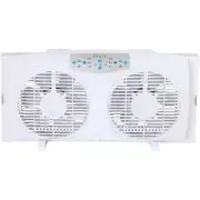 Optimus Twin Window Fan 24.2"x6"x12.3" 1-3 Speeds White w/Thermostat Heavy Duty