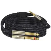 3.5mm 1/8 TRS to Dual 6.35mm 1/4 TS Mono Breakout Cable Y Splitter Stereo Cor...